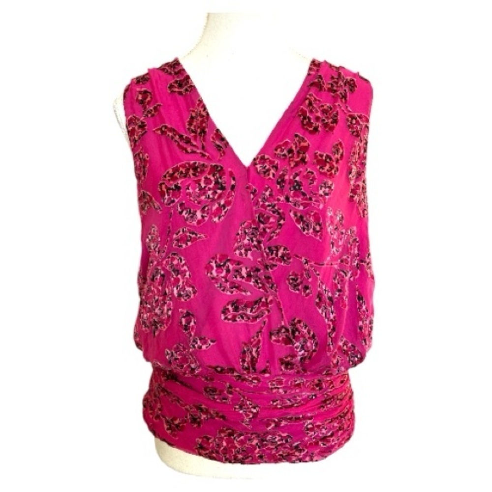 White House Black Market Silk Floral Blouse Size Small - Picture 3 of 11